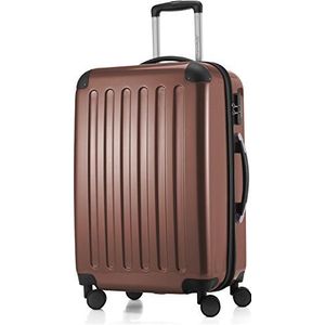 HAUPTSTADTKOFFER - ALEX - koffer met harde schaal, trolley, rolkoffer, reiskoffer, 4 dubbele wielen, uitbreiding, bruin, 65 cm, koffer