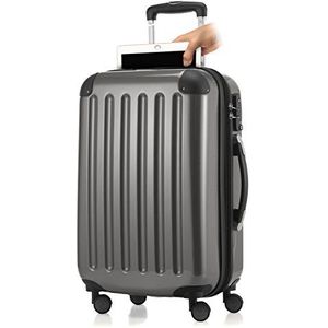 HAUPTSTADTKOFFER - Alex - 4 dubbele wielen handbagage met laptopvak, hardshell uitbreidbare koffer 55 cm trolley, TSA, titanium