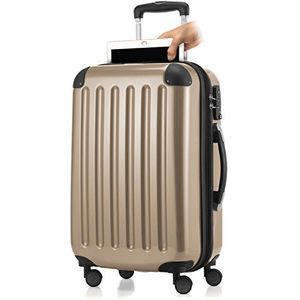 HAUPTSTADTKOFFER - Alex - 4 dubbele wielen handbagage met laptopvak, hardshell uitbreidbare koffer 55 cm trolley, TSA, champagne