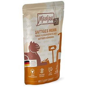 MjAMjAM - Premium natvoer voor katten - Quetschie - pure sappige kip, pak van 12 (12 x 125 g), graanvrij met vleessupplement