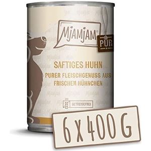 MjAMjAM - Premium natvoer voor honden - sappige pure kip, pak van 6 (6 x 400 g), graanvrij met extra vlees