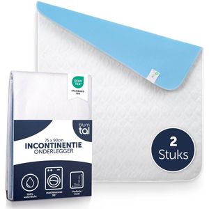 Blumtal Matrasbeschermer Baby - Waterdicht en wasbaar - Absorberende Matrasbeschermhoes -75 x 90cm - Wit - Blauw - Set van 2