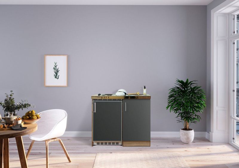 Respekta Miniküche MK100ESGS 100 cm grau - Kochmulde
