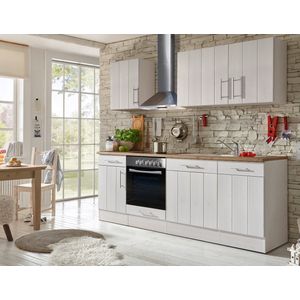 Goedkope keuken 220  cm - complete keuken met apparatuur Anton  - Wit/Wit - soft close - keramische kookplaat - vaatwasser - afzuigkap - oven  - spoelbak