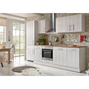 Goedkope keuken 280  cm - complete keuken met apparatuur Anton  - Wit/Wit - soft close - keramische kookplaat - vaatwasser - afzuigkap - oven  - spoelbak