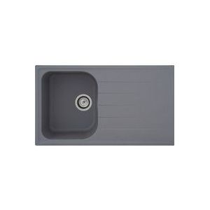 Respekta Orlando Granieten gootsteen in grijs/Inbouw spoelbak met 1 bak van 86 x 50 cm/Spoelbak geschikt voor onderkasten vanaf 45 cm breedte