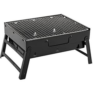 HOMECALL Barbecue houtskoolgrill, draagbaar opvouwbaar tafelblad BBQ outdoor roker lichtgewicht gereedschap voor tuin, camping, picknick strand, zwart