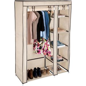 tectake - Kledingkast Johanna canvas garderobekast - beige - Veel opbergruimte - 402529