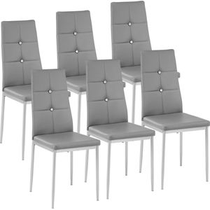 Tectake® - Set van 6 Eetkamerstoelen Julien - Grijs - 402542