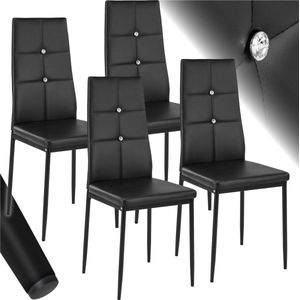 tectake® Set Esszimmerstuhl, gepolstert mit Kunstlederbezug, schlanke Stahlbeine, 40 x 42 x 97 cm