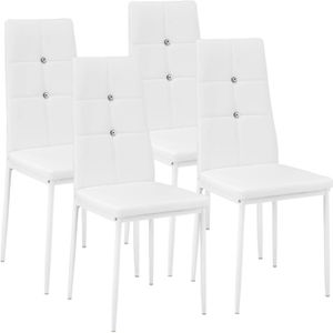 Tectake® - set van 4 Eetkamerstoelen Julien Wit - 402547