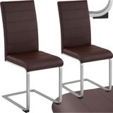 tectake® Set Schwingstuhl, gepolstert mit Kunstlederbezug, flaches Stahlgestell in C-Form, 41 x 52 x 99 cm