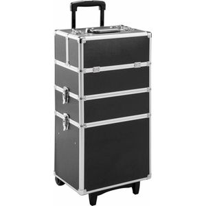 TecTake Cosmetica koffer met 3 Etages - Zwart - Make-up Koffer