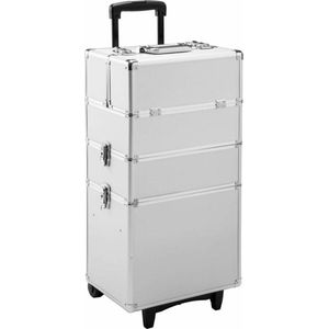 TecTake - Cosmetica koffer met 3 etages zilver- veel ruimte - 402563