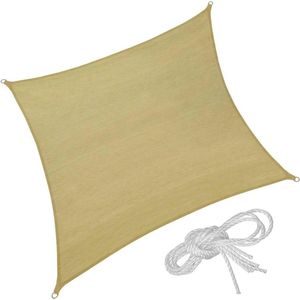 tectake Vierkant zonneluifel van polyethyleen, beige - 300 x 300 cm - 402605 - beige Kunststof 402605