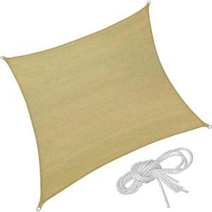 Vierkant zonneluifel van polyethyleen, beige - 400 x 400 cm