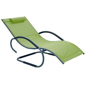 Meerweh aluminium schommelstoel Deluxe XXL Swingstoel Tuinligstoel Zonneligstoel, groen, 160 x 75 x 85 cm