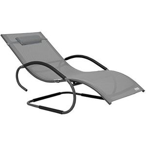 Meerweh aluminium schommelstoel Deluxe XXL Swingstoel Tuinligstoel Zonneligstoel, grijs, 160 x 75 x 85 cm