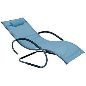 Meerweh aluminium schommelstoel Deluxe XXL Swingstoel Tuinligstoel Zonneligstoel, Blauw, 160 x 75 x 85 cm
