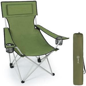 HOMECALL opvouwbare campingstoel, groen, armleuning met bekerhouder