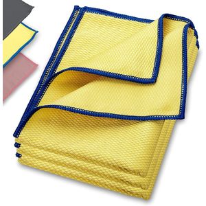 ELEXACLEAN Raamdoek, streepvrij, premium microvezel glaspoetsdoek, autodoek voor binnen en buiten (3 stuks, 60 x 40 cm, geel)