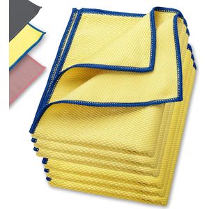 Raamdoek streepvrij, premium microvezel glasdoek (6 stuks, 60 x 40 cm), glazen poetsdoeken voor binnen en buiten - Geel