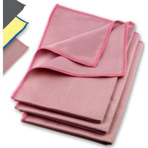 ELEXACLEAN - Raamdoek - Rood - Premium Microvezel Glasdoek - 3 Stuks - 60 x 40 cm