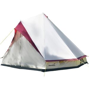 Skandika Tipi Comanche 400 tent – Tipi – Teepee – Campingtent – Voor 8 personen – Muggengaas – 250 cm stahoogte – Uitneembare Tentvloer – 3000mm waterkolom – Indische tent, Partytent, Festivaltent, Outdoor, Camping, Tuin – Kamperen – beige/burgundy