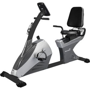 Skandika Centaurus ligfietsergometer – Ligfiets - 13kg vliegwielmassa, 12 voorgeïnstalleerde trainingsprogramma's & Bluetooth smartphone/tablet app bediening met Google Street View – Fitness – 168 x 70 x 114 cm (LxBxH) - Thuis sporten – zwart/grijs