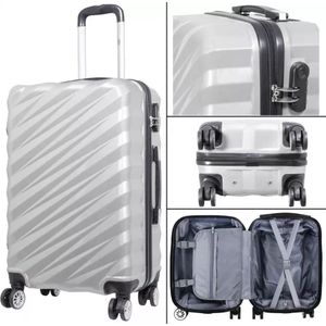 Reiskoffer - Koffer met TSA slot - Reis koffer op wielen - Polycarbonaat - 92 Liter - Messina - Zilver - Travelsuitcase - L