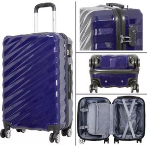Reiskoffer - Koffer met TSA slot - Reis koffer op wielen - Polycarbonaat - 92 Liter - Messina - Blauw - Travelsuitcase - L
