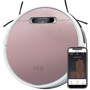 ZACO V6 Stofzuigrobot met dweilfunctie, stofzuigen en vegen tegelijk, tot 2.000 Pa zuigkracht, stofzak (voor allergie) & stofreservoir, app, Alexa, GoogleHome, voor dierenharen, tapijt & harde vloeren