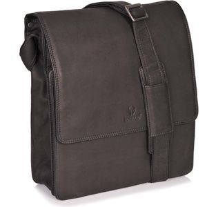 DONBOLSO Messenger Bag New York - Fijne lederen schoudertas - Hoge kwaliteit aktetas voor mannen & vrouwen - Business bag (Black Vintage, M)