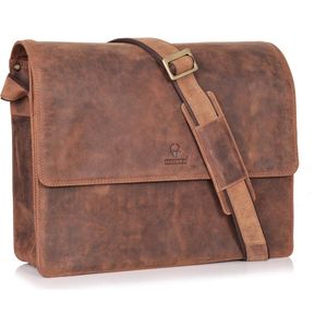 Donbolso® Leren Messenger Tas NY - Laptoptas - Aktetas voor M/V - Schoudertas - Vintage Bruin - L