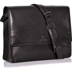 Donbolso® Messenger Bag - Leren Schoudertas Laptop - Aktetas Notebook - Tas Heren/Dames - Vintage Zwart