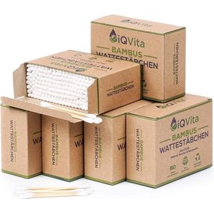 1200 bamboe wattenstaafjes (6 x 200 stuks), 100% plasticvrij, biologisch afbreekbaar, veganistisch en duurzaam, zuiver natuurproduct