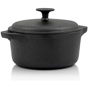 BBQ-Toro Gietijzeren pan | zwart | gietijzeren pan - braadpan met deksel (4,0 liter)