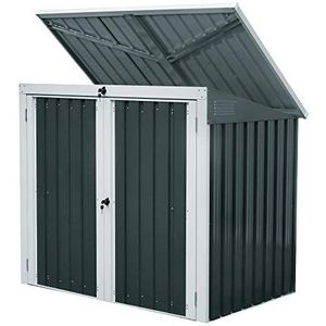 Zelsius Tuinkast 158 x 101 x 134 cm, antraciet gereedschapskast met ventilatieroosters, tuinhuis, gereedschapsschuur voor 2 containers, metalen opbergdoos