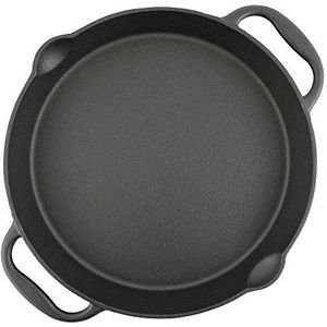 BBQ-Toro Gietijzeren grillpan, gietijzeren pan met twee handgrepen en twee schenktuiten, serveerpan, pan (diameter 35 cm)