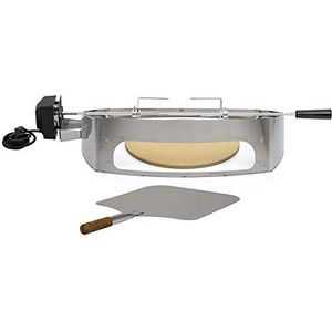 BBQ-Toro Roestvrij stalen pizzaring set met grillspies | pizza-inzetstuk en draaispies geschikt voor Weber Q300 / Q3000 serie | Rotisserie met motor en pizzaelement incl. schep en pizzasteen