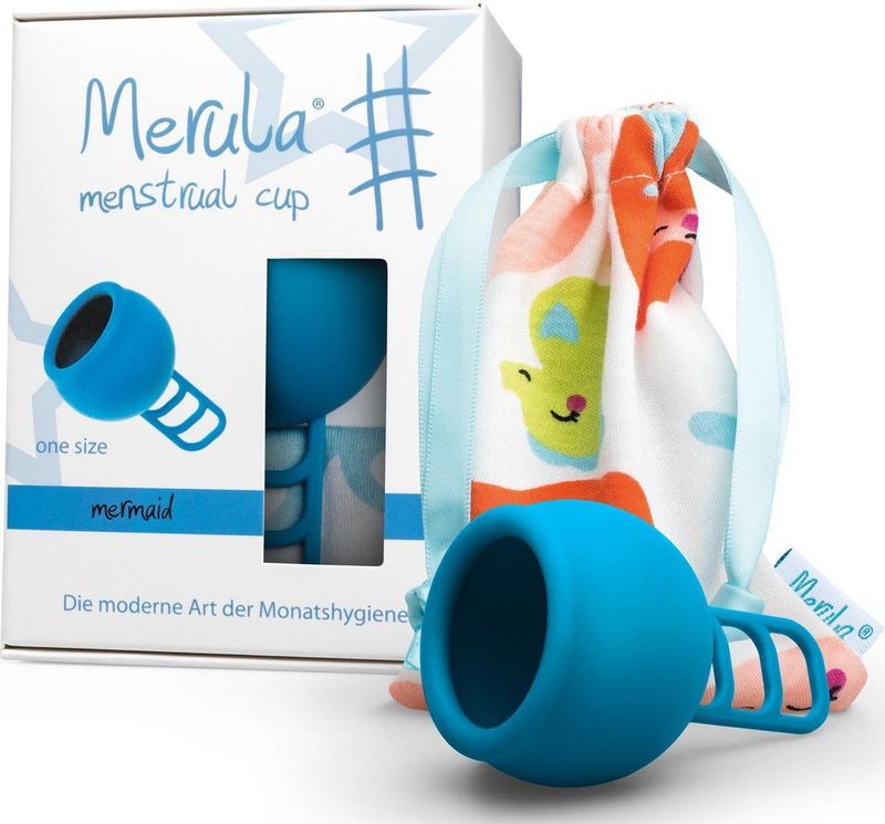 Merula Cup Mermaid (blauw) - One size menstruatiecup van medische siliconen