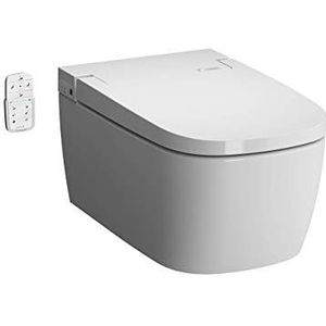 Vitra V-Care Comfort spoelrandloze douche-toilet met VitrAclean-coating, Taharet/bidet hang-toilet met stoelverwarming, intieme douche, afstandsbediening, EasyClean softclose