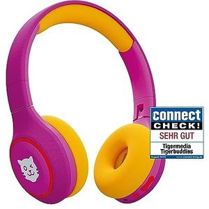 tigermedia Tigerbuddies Kinderhelm, roze, on-ear Bluethooth volumebegrenzing, 85 dB, opvouwbaar, draadloos, premium kwaliteit