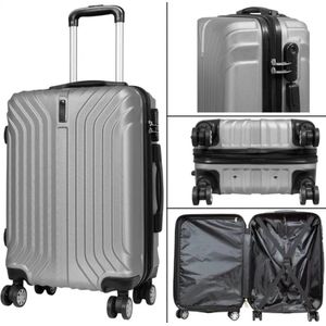 Handbagage koffer - Reiskoffer trolley - Lichtgewicht koffers met slot op wielen - Stevig ABS - 35 Liter - Palma - Zilver - Travelsuitcase - S