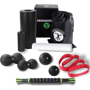 GESUNDWERK Foamroller set - 10-delig fasciaset met foam roller fasciaball massageroller massage triggerpoint bal voor rug, wervelkolom & nek fitness