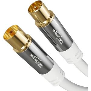 KabelDirekt – 4K Antennekabel, Coaxkabel – 1m – TV Kabel voor digitale en analoge TV, metalen stekkers – Verkrijgbaar in 0,5-20m (Stekker naar bus, voor DVB-C/DVB-T/DVB-S, wit)