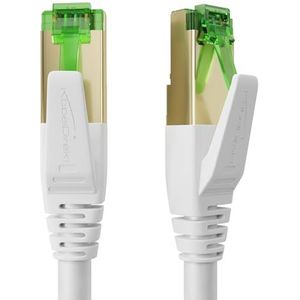 KabelDirekt CAT7 ethernetkabel met drievoudige afscherming, ultraveilig, internet/LAN-kabel - 1,5 m (RJ45-stekker, netwerkkabel, 10 Gbit/s voor maximale glasvezelsnelheid, wit)