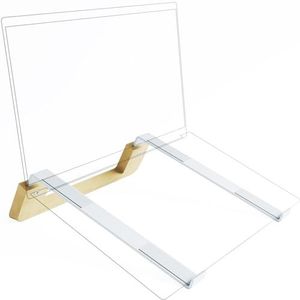 KD Essentials – Laptop standaard & draagbare notebook verhoging, vrij van plastic en gemaakt van stabiel wit metaal en bamboe – de houder optimaliseert ergonomie en PC-koeling, voor tablets/10"" – 16