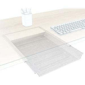 KD Essentials - 2 x bureauladen, bewaar A4-documenten en kantoorbenodigdheden onder het bureau, opberglade onder de tafel als organizer - 2 stuks, metaal, wit