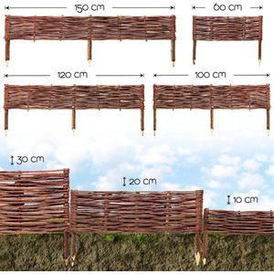 Weeco Perkbegrenzers, van wilgenteen, 5 stuks, lengte 100 cm, hoogte 30 cm, gazonrand, perkomranding, insteekhek, omheining, natuurlijk hek, wilgenhek, ideaal voor de tuin, natuurlijke afbakening, 100